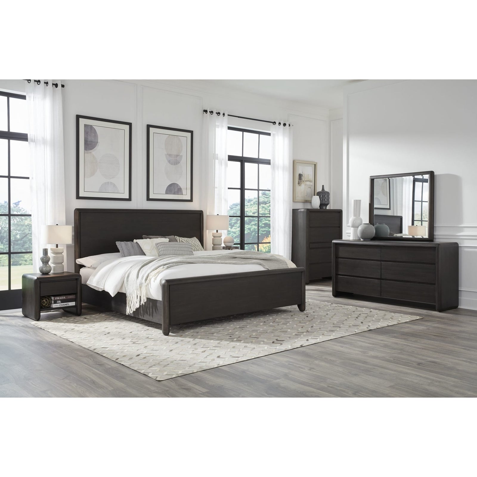 Xolani Five Drawer Acacia Wood Chest with Jewelry Tray in Jaguar