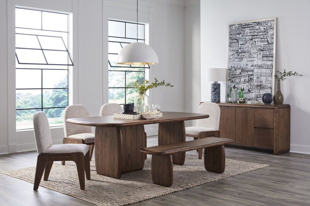 Xolani Rectangular Acacia Wood Pedestal Table in Impala – view 10