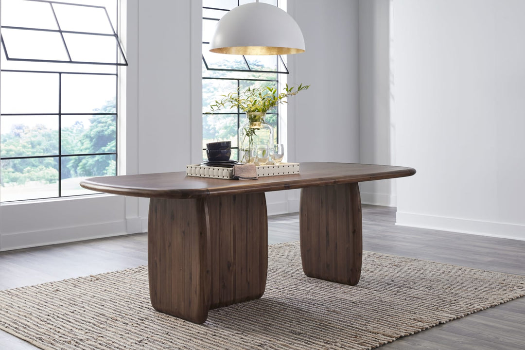 Xolani Rectangular Acacia Wood Pedestal Table in Impala