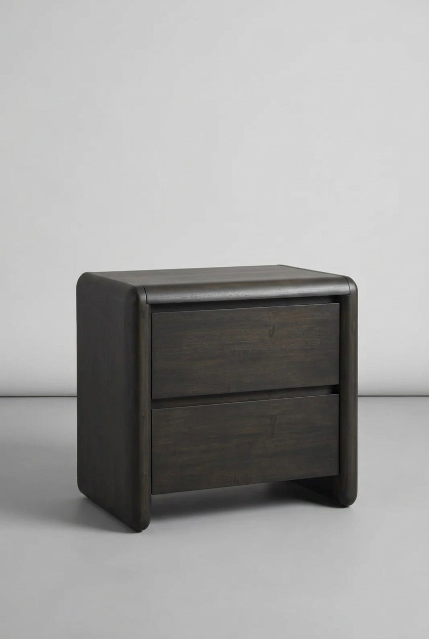 Xolani Two Drawer Acacia Wood Nightstand in Jaguar