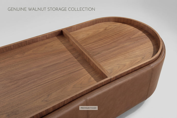 Yeal Leather Upholstered Storage Coffee Table with Wooden Tray Top and Casters view 4