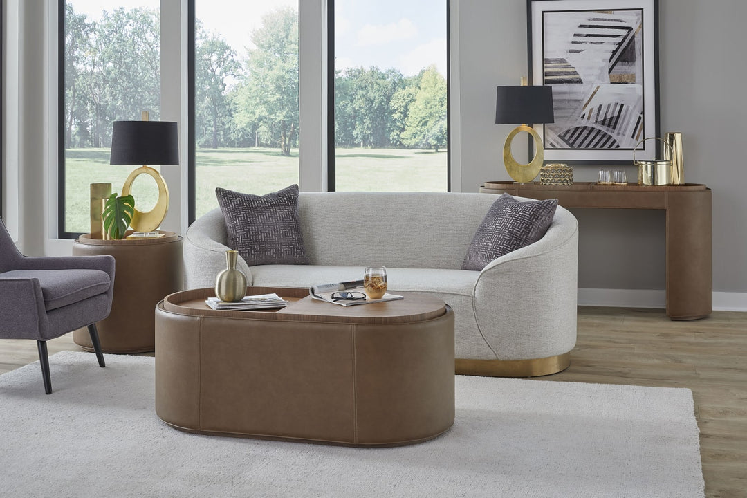Yeal Leather Upholstered Storage Coffee Table with Wooden Tray Top and Casters – view 8