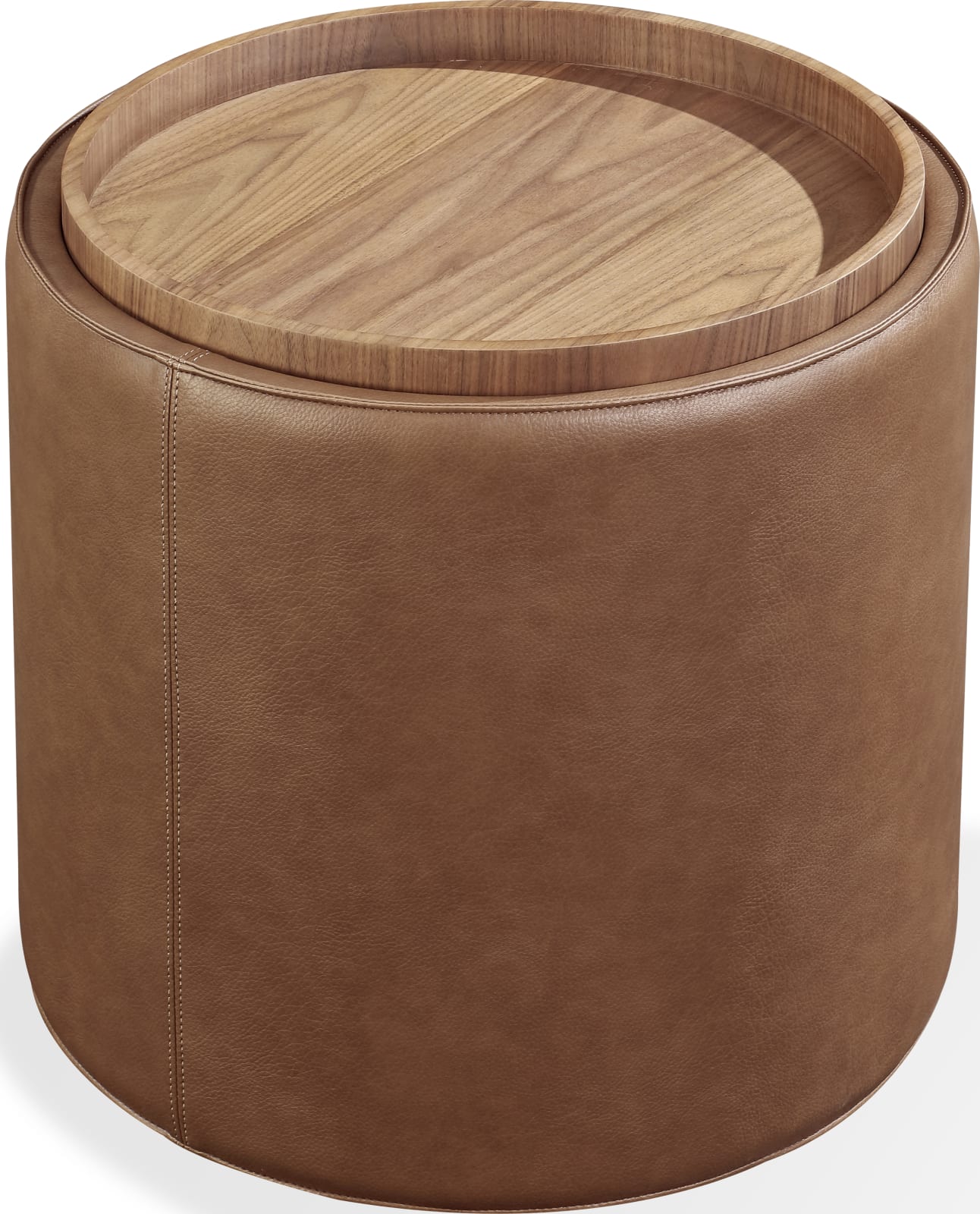 Yeal Leather Upholstered Storage End Table with Wooden Tray Top – view 2