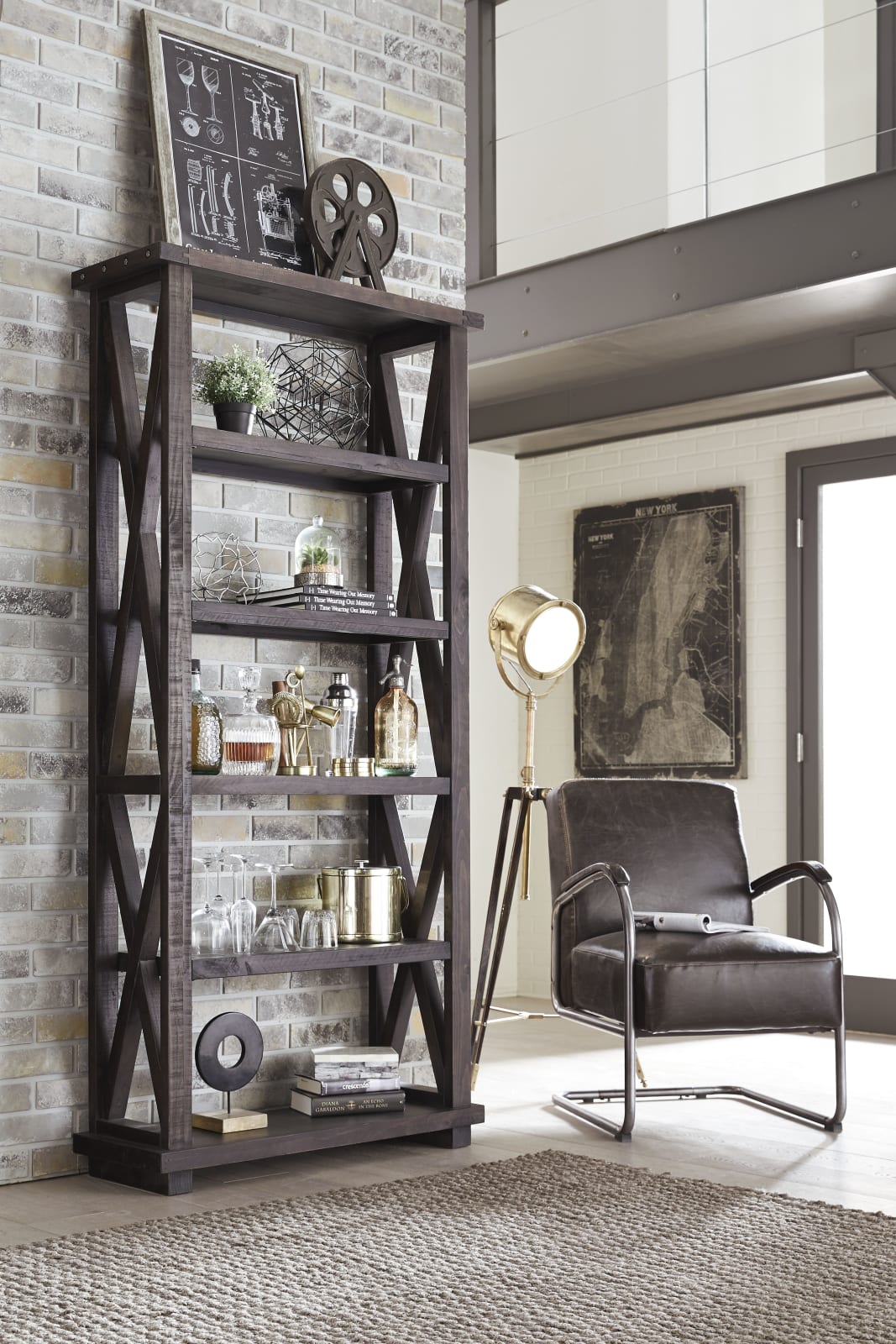 Yosemite Solid Wood 82x39 inch Bookshelf in Cafe