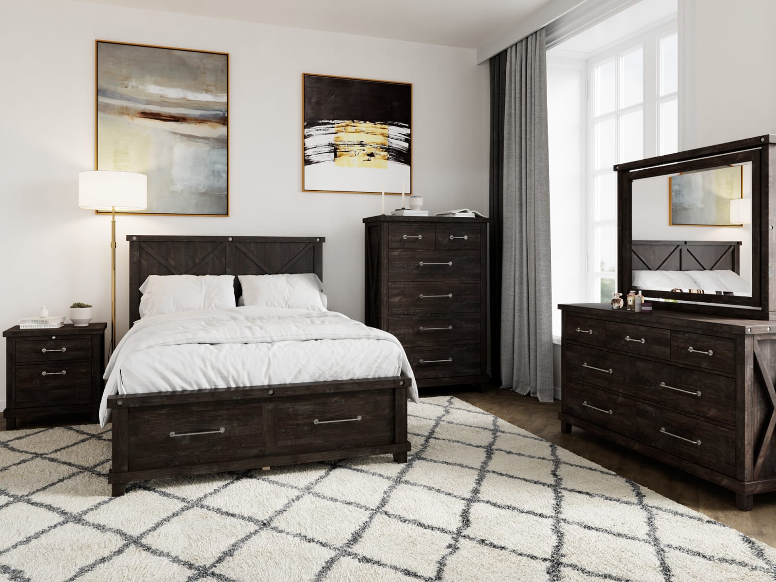 Yosemite Queen-size Solid Wood Footboard Storage Bed in Cafe – view 2