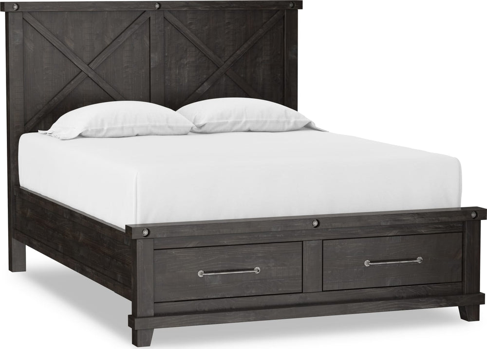 Yosemite Full-size Solid Wood Footboard Storage Bed in Cafe – view 5