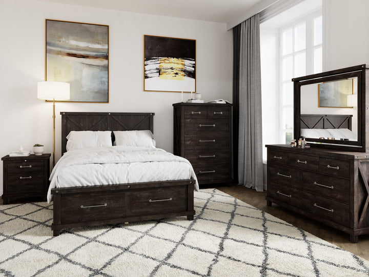 Yosemite Queen-size Solid Wood Panel Bed in Cafe – view 5