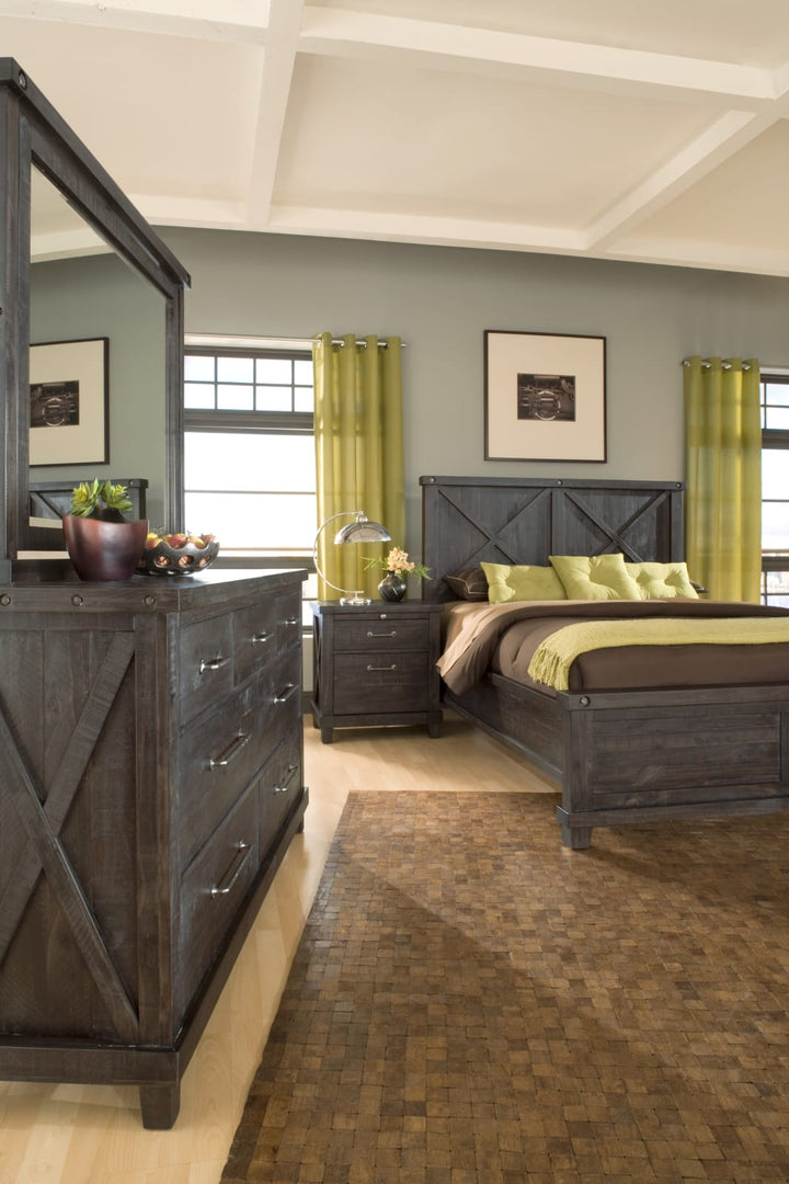 Yosemite Queen-size Solid Wood Panel Bed in Cafe – view 6