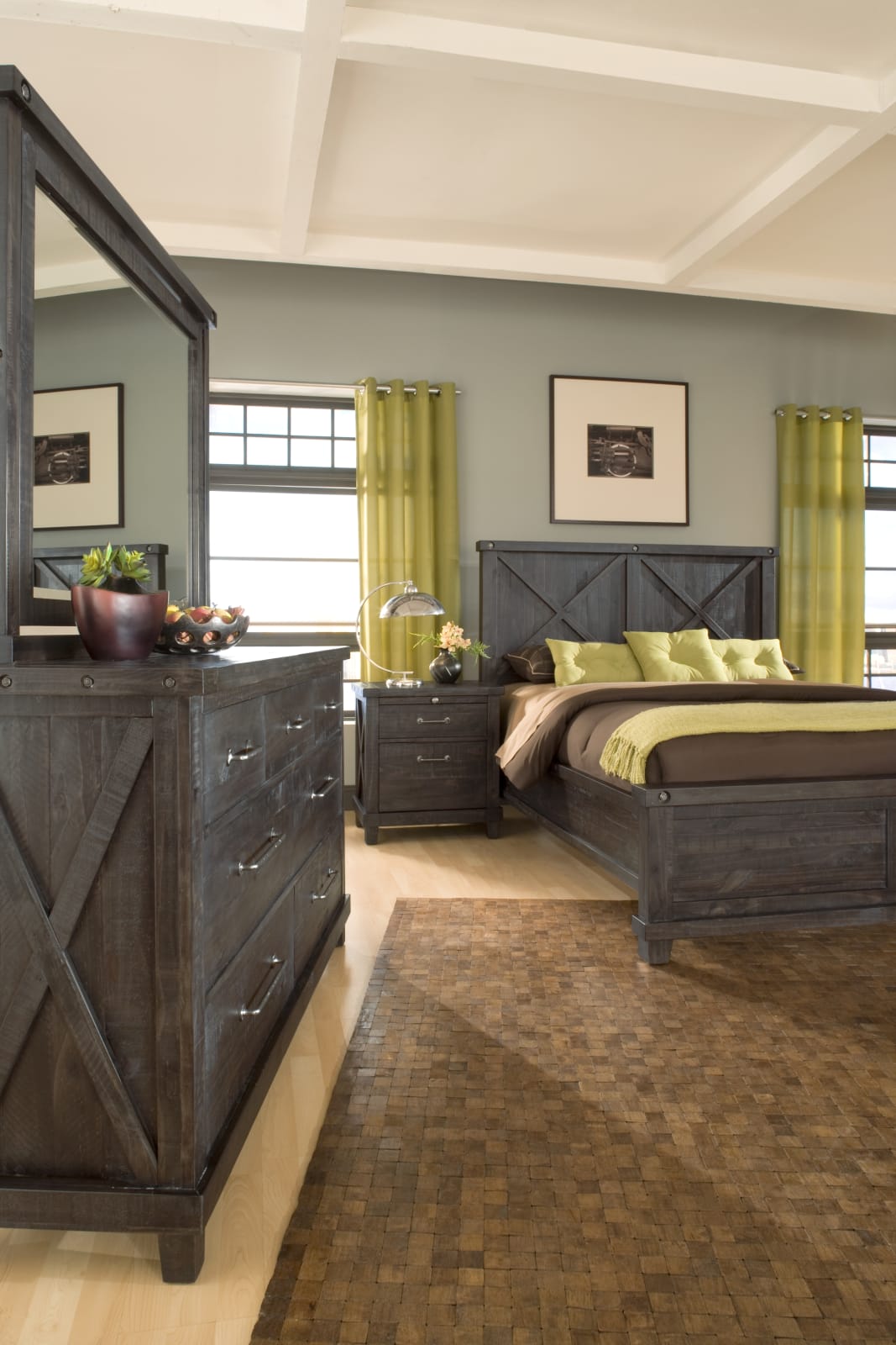 Yosemite King-size Solid Wood Panel Bed in Cafe – view 6