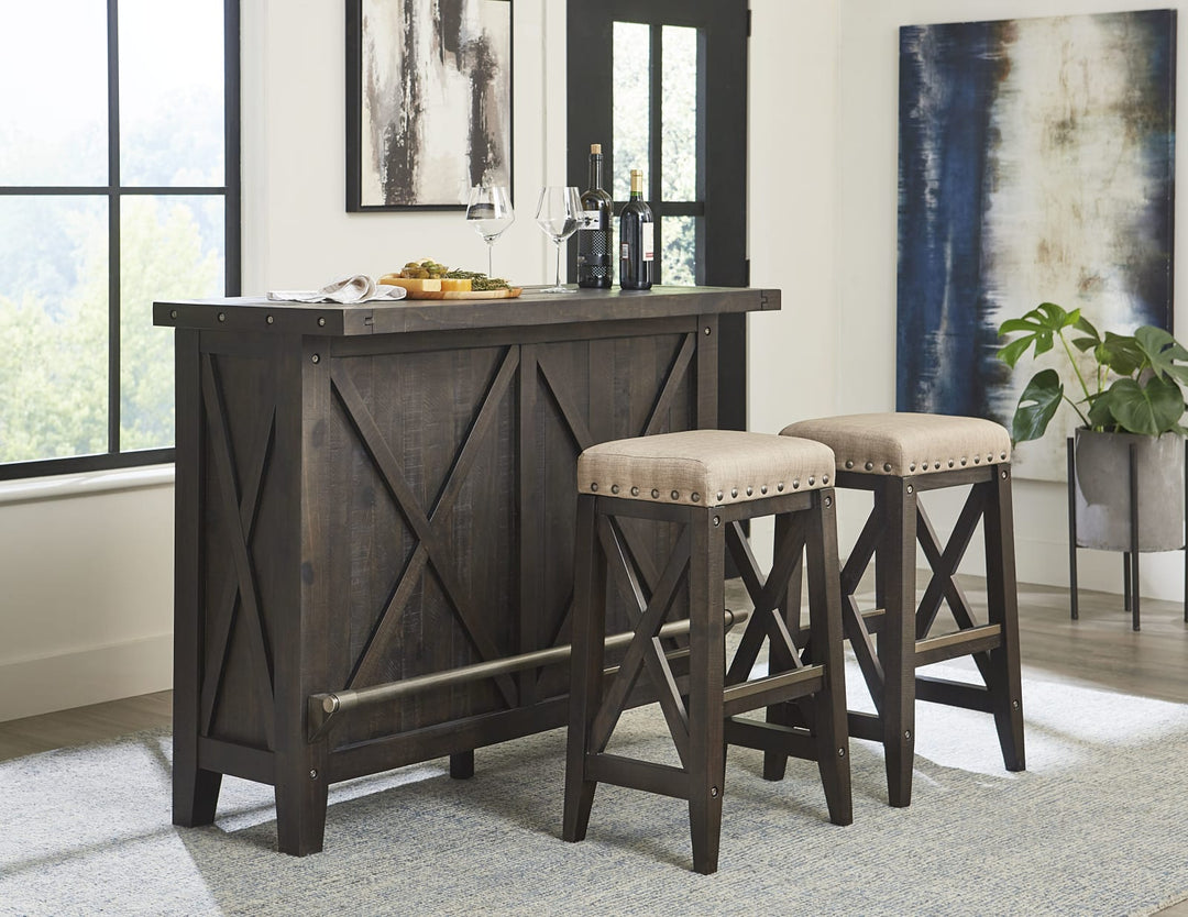 Yosemite Solid Wood Upholstered Bar Stool in Cafe – view 2