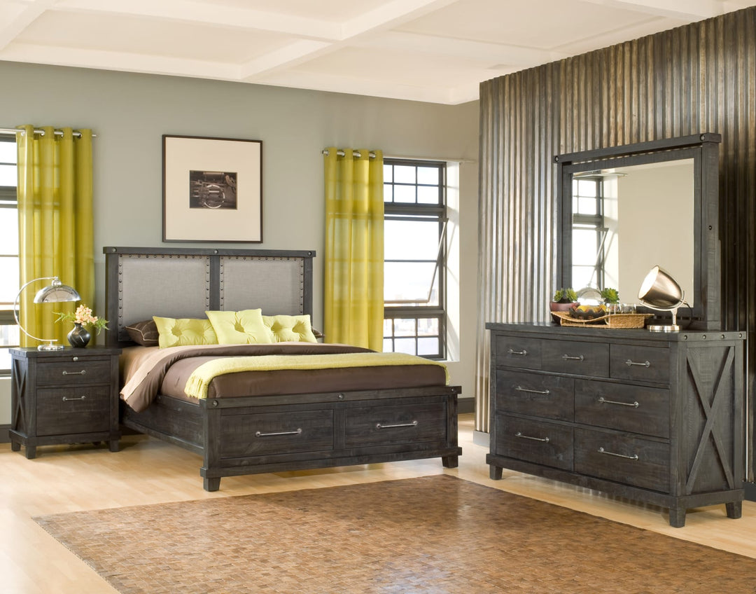 Yosemite King-size Upholstered Footboard Storage Bed in Cafe – view 2