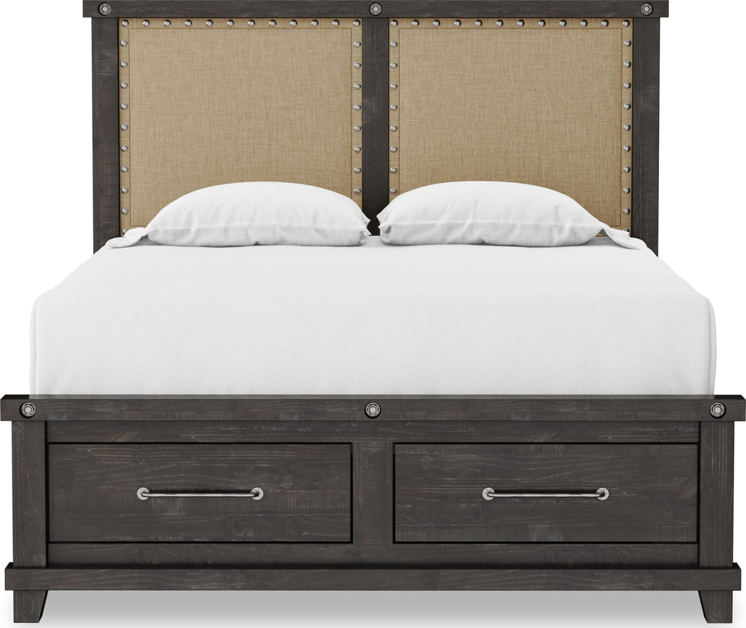 Yosemite King-size Upholstered Footboard Storage Bed in Cafe – view 4