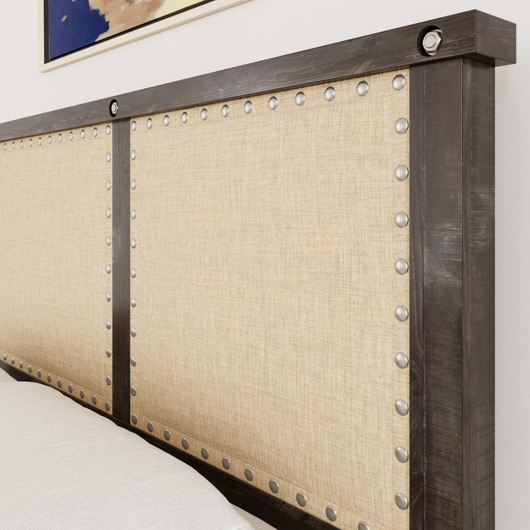 Yosemite California King-size Upholstered Footboard Storage Bed in Cafe – view 6