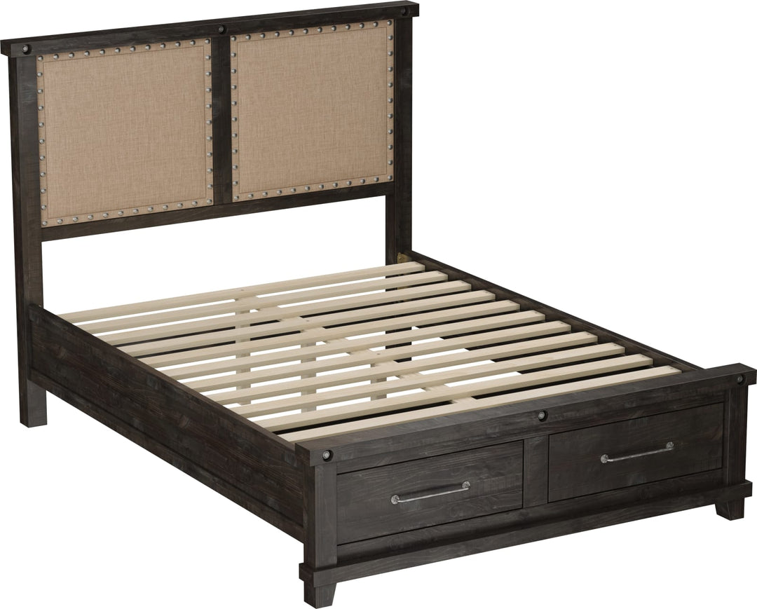 Yosemite King-size Upholstered Footboard Storage Bed in Cafe – view 7