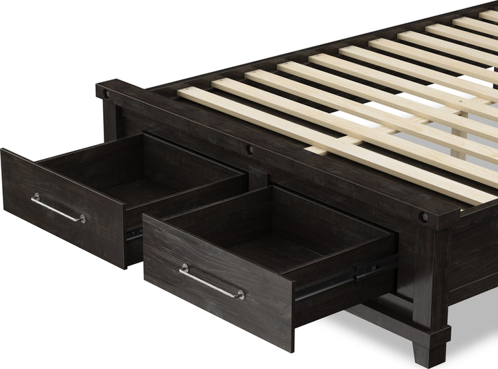 Yosemite California King-size Upholstered Footboard Storage Bed in Cafe – view 9