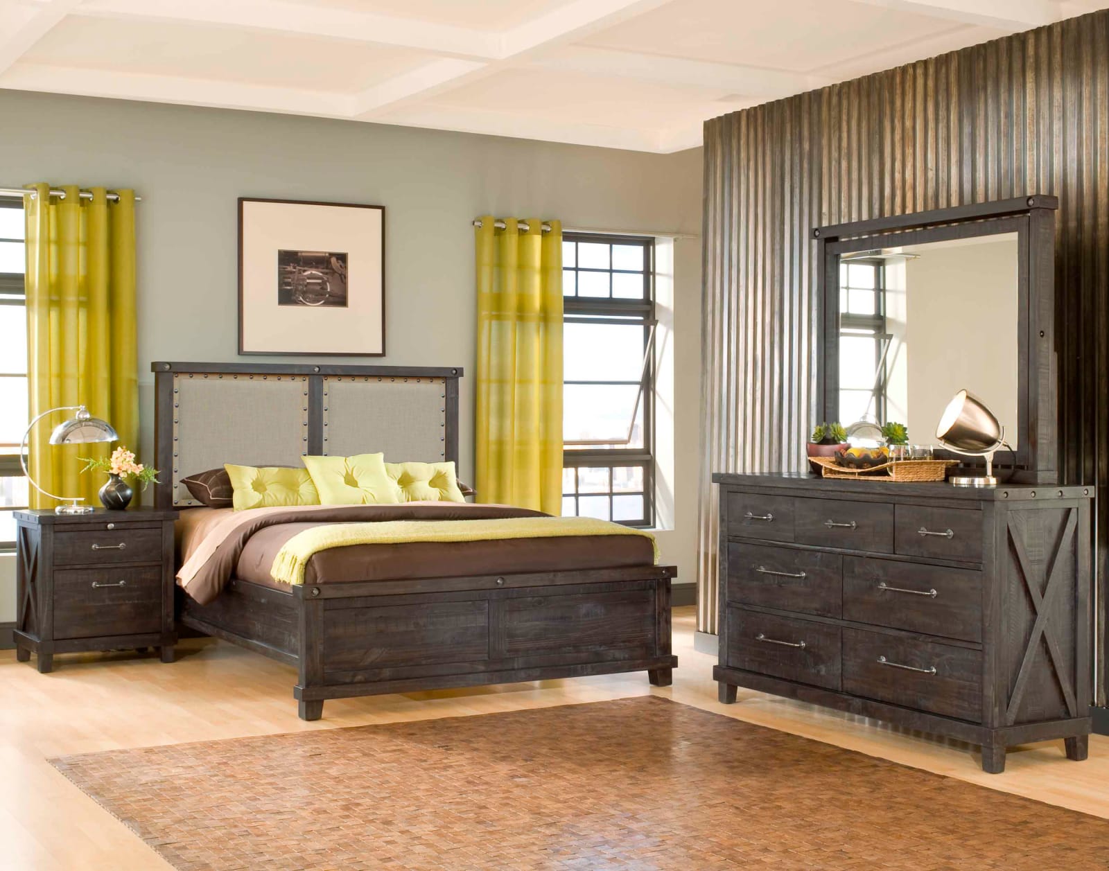 Yosemite Full-size Upholstered Panel Bed in Cafe – view 2