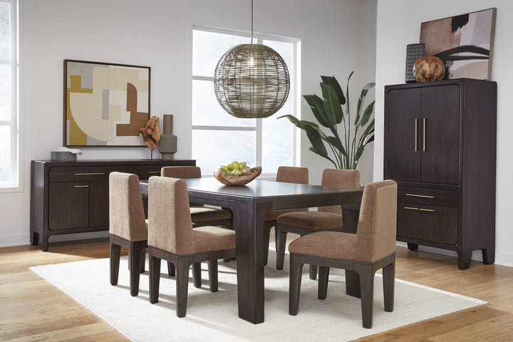 Zamba Chenille Upholstered Acacia Wood Dining Chair in Pineapple and Jaguar – view 8