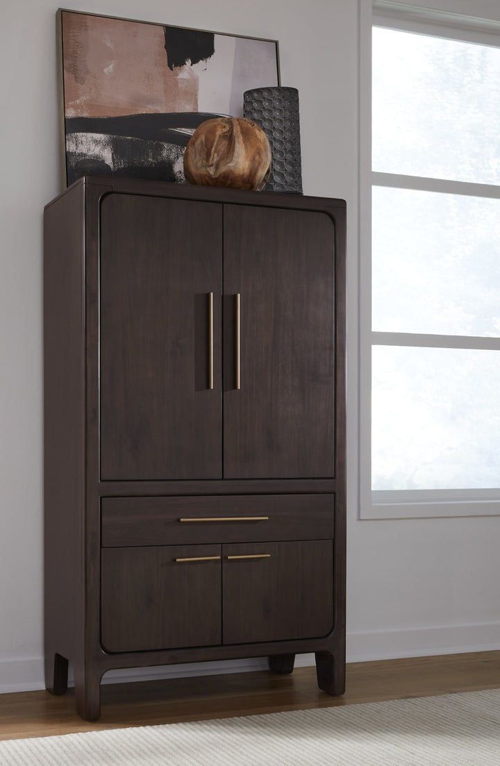 Zamba Four Door One Drawer Acacia Bar Cabinet in Jaguar