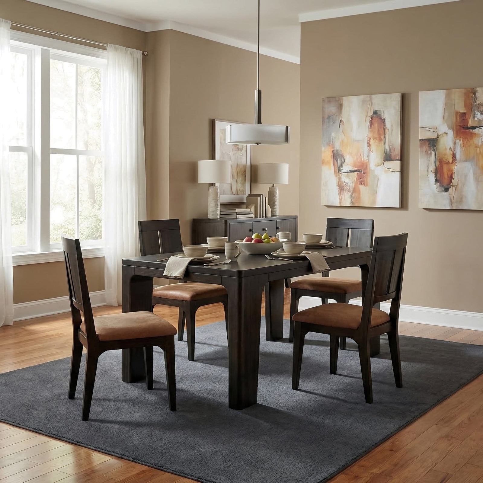 Zamba Chenille Upholstered Acacia Wood Dining Chair in Pineapple and Jaguar