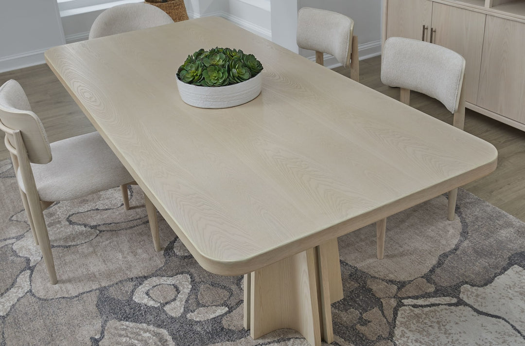 Zinnia Ash Wood Double Pedestal Dining Table in White Sand – view 2
