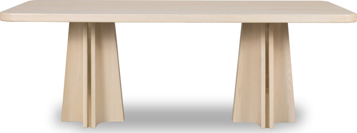 Zinnia Ash Wood Double Pedestal Dining Table in White Sand – view 3