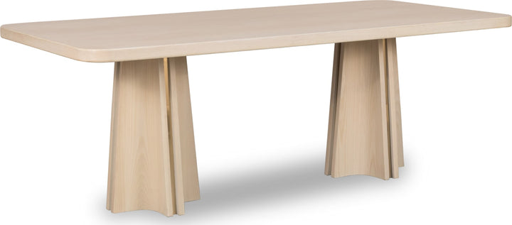 Zinnia Ash Wood Double Pedestal Dining Table in White Sand – view 4