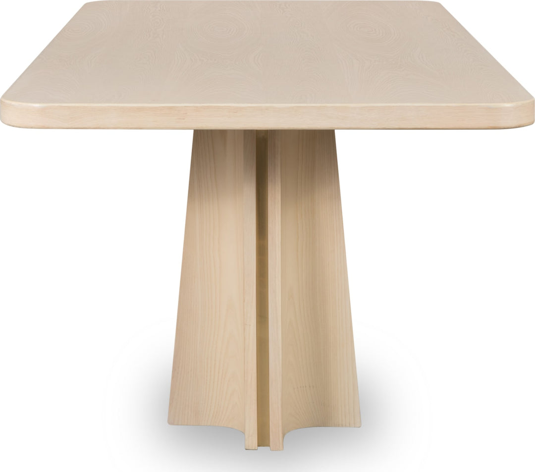 Zinnia Ash Wood Double Pedestal Dining Table in White Sand – view 5