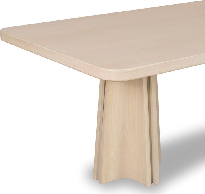 Zinnia Ash Wood Double Pedestal Dining Table in White Sand – view 7