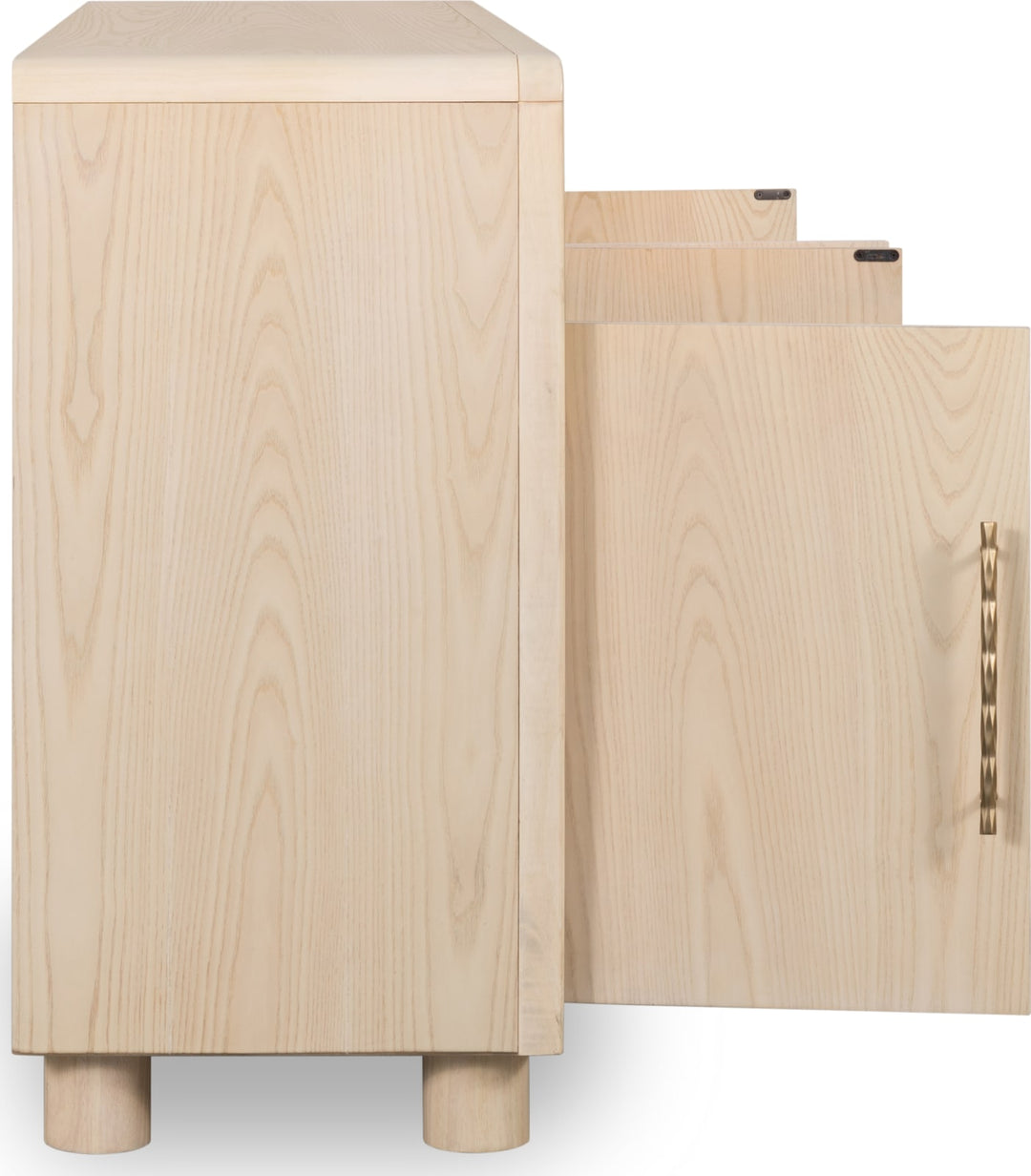 Zinnia Four Door Two Shelf Sideboard in White Sand – view 4