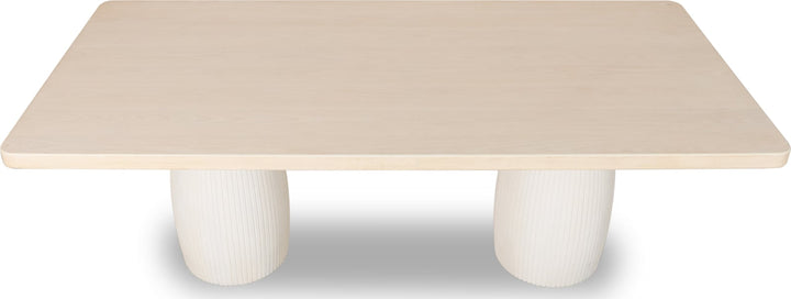 Zinnia Plaster Base Wood Top Dining Table in White Sand and Ivory – view 6