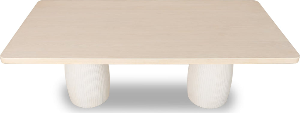 Zinnia Plaster Base Wood Top Dining Table in White Sand and Ivory – view 6