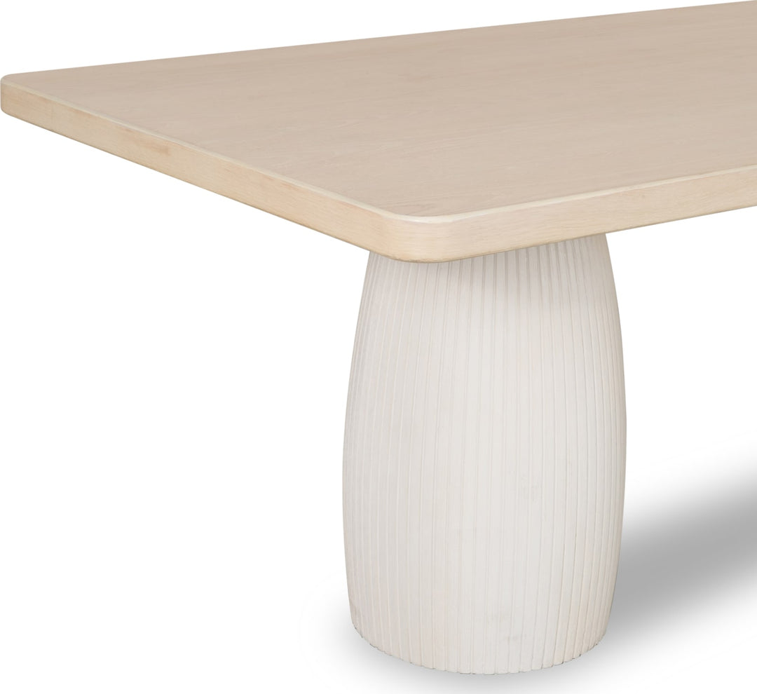 Zinnia Plaster Base Wood Top Dining Table in White Sand and Ivory – view 7