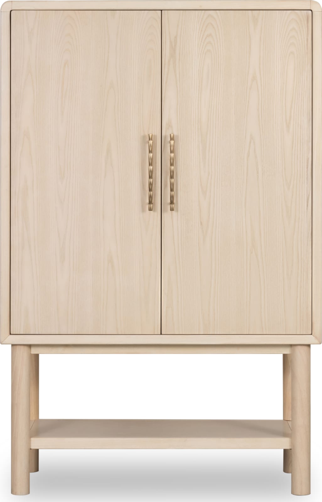 Zinnia Two Door Ash Wood Bar Cabinet in White Sand – view 3