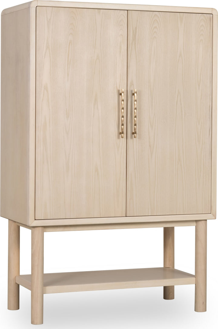 Zinnia Two Door Ash Wood Bar Cabinet in White Sand – view 4