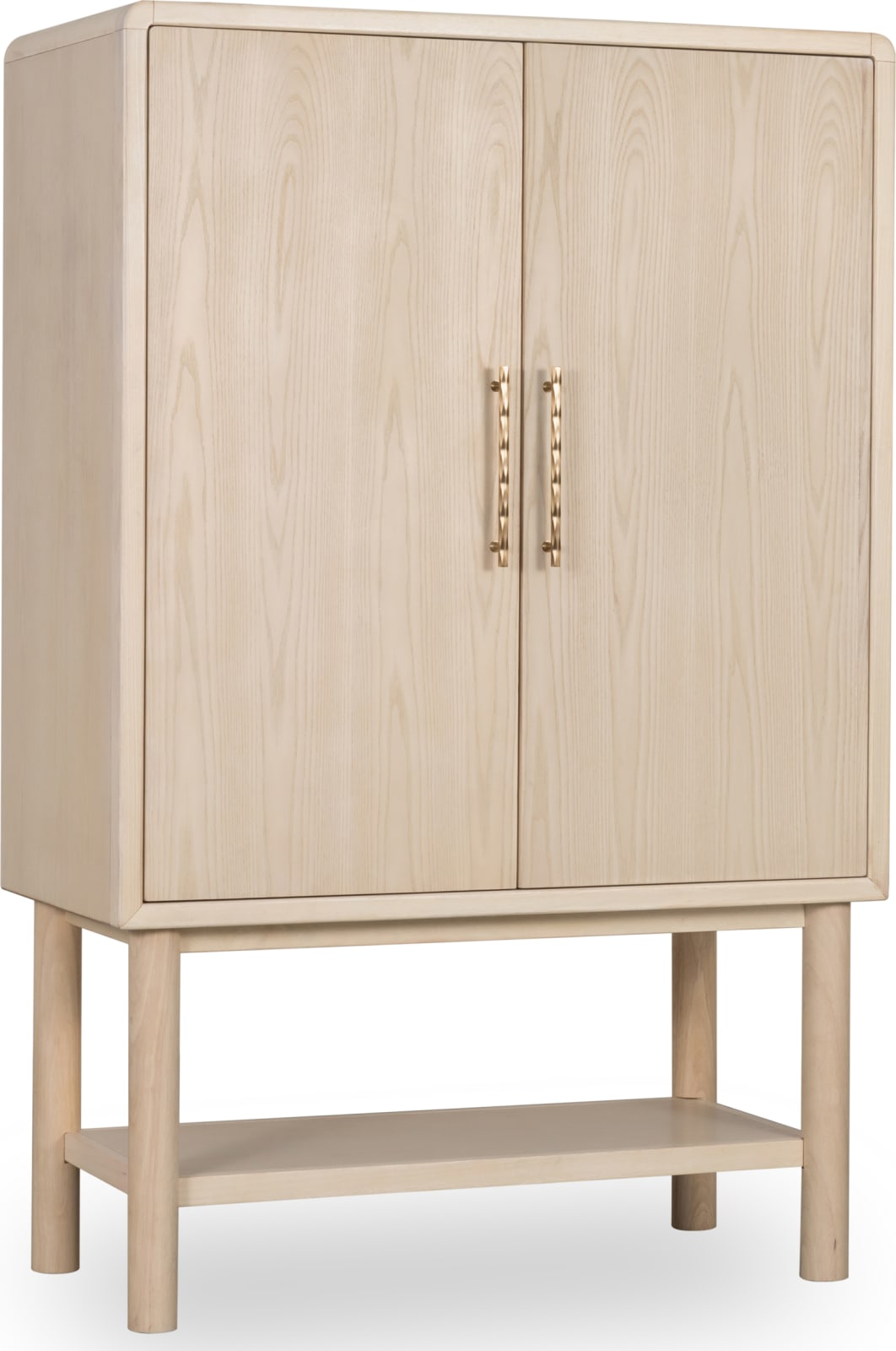 Zinnia Two Door Ash Wood Bar Cabinet in White Sand – view 4
