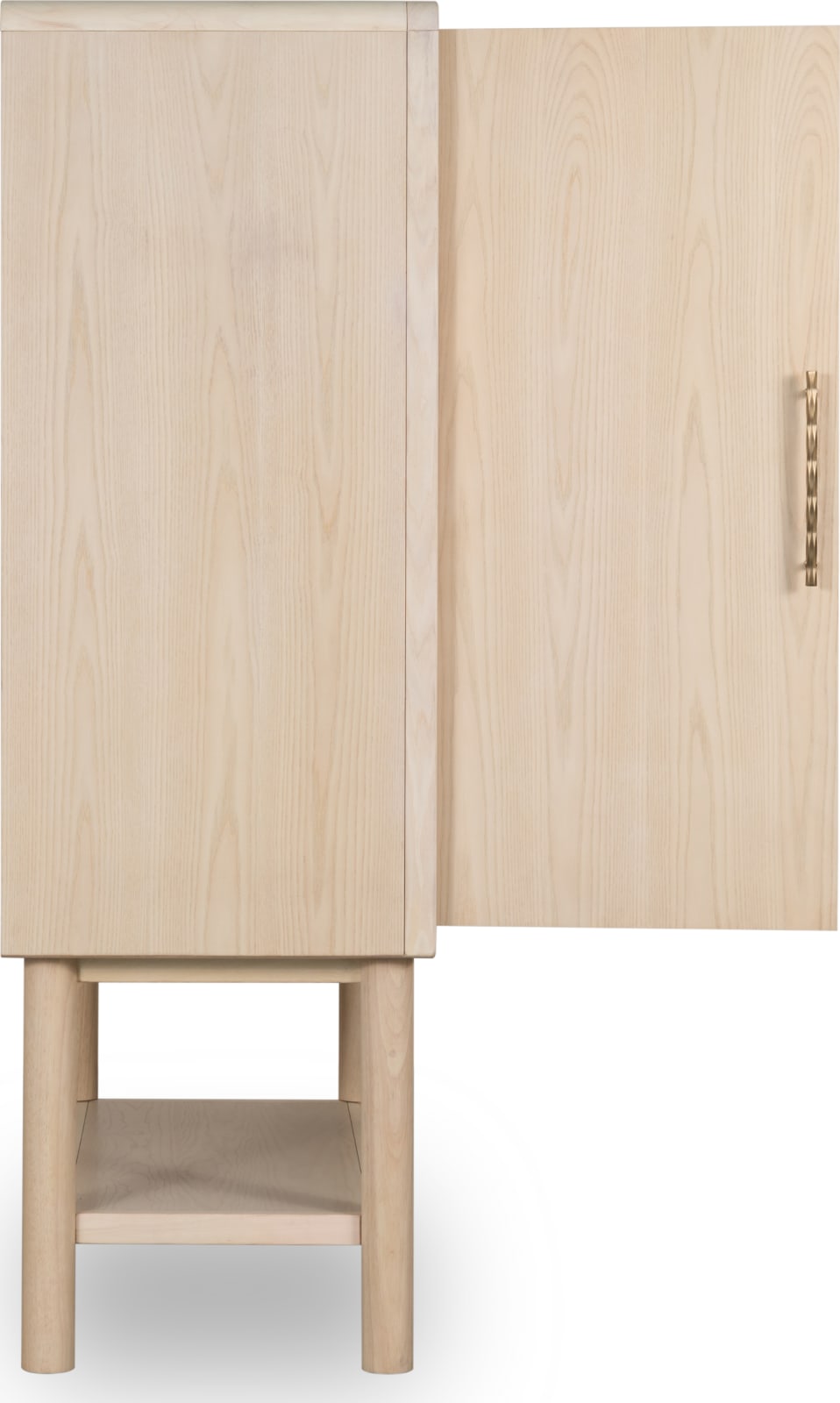 Zinnia Two Door Ash Wood Bar Cabinet in White Sand – view 5