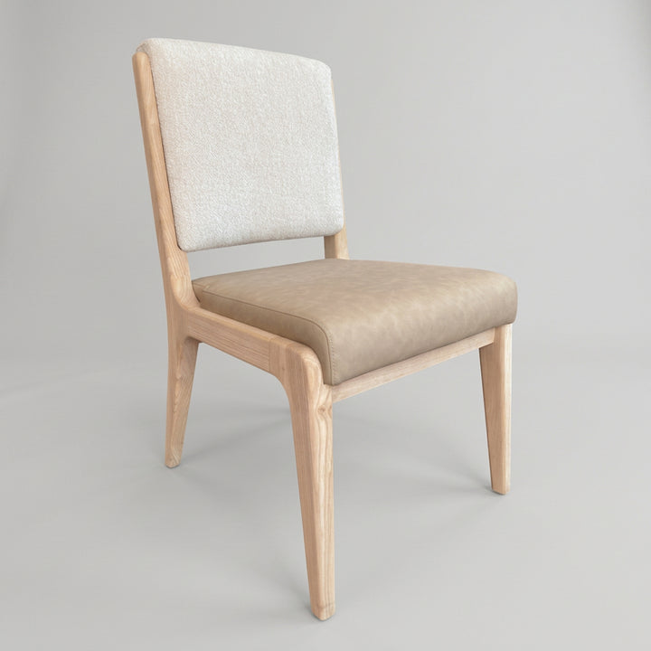 Zinnia Upholstered Dining Chair in White Sand, Buttermilk Leather and Dune Chenille view 2