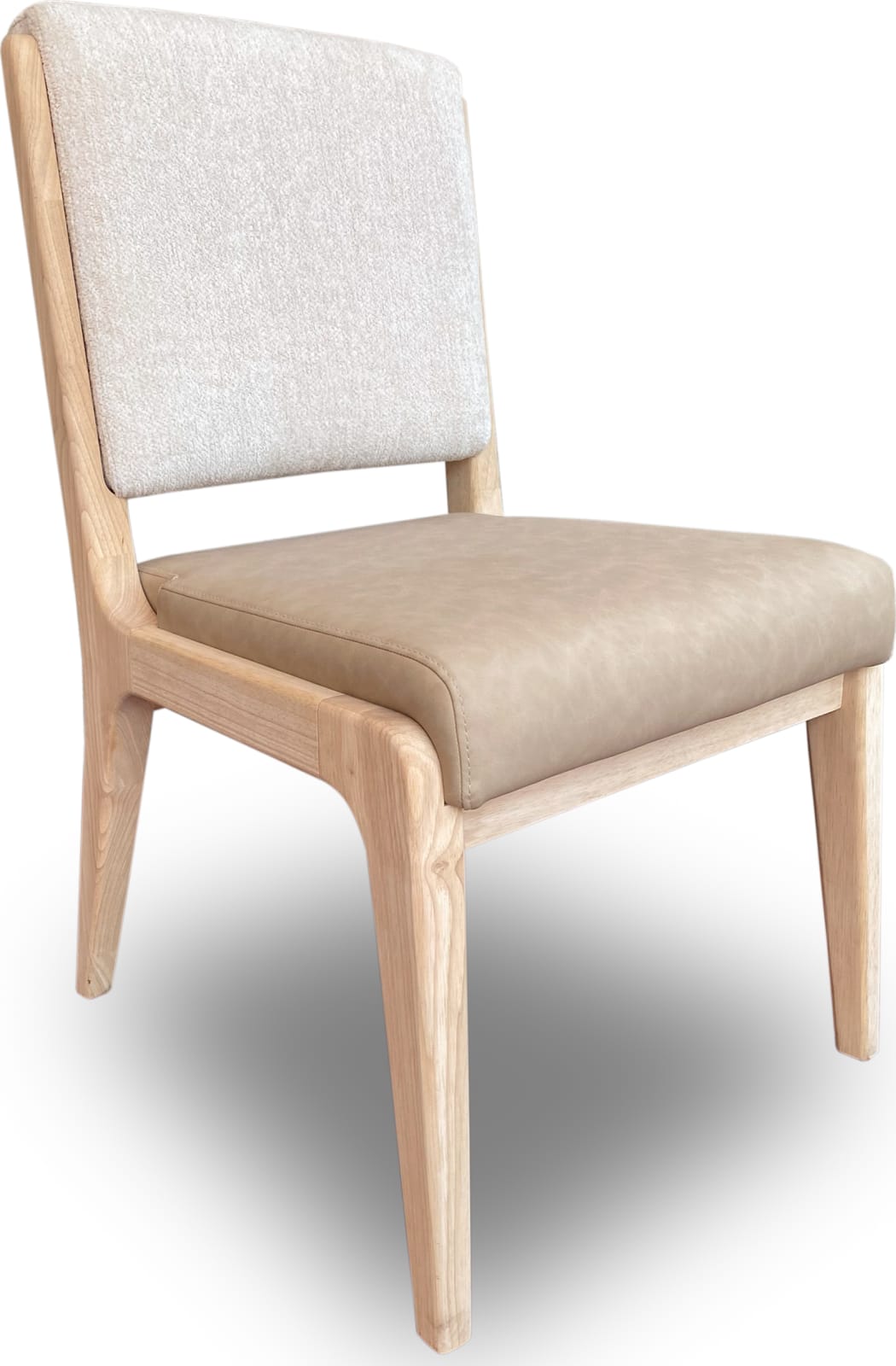 Zinnia Upholstered Dining Chair in White Sand, Buttermilk Leather and Dune Chenille – view 2