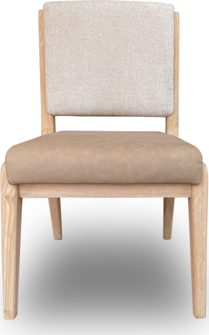 Zinnia Upholstered Dining Chair in White Sand, Buttermilk Leather and Dune Chenille – view 3