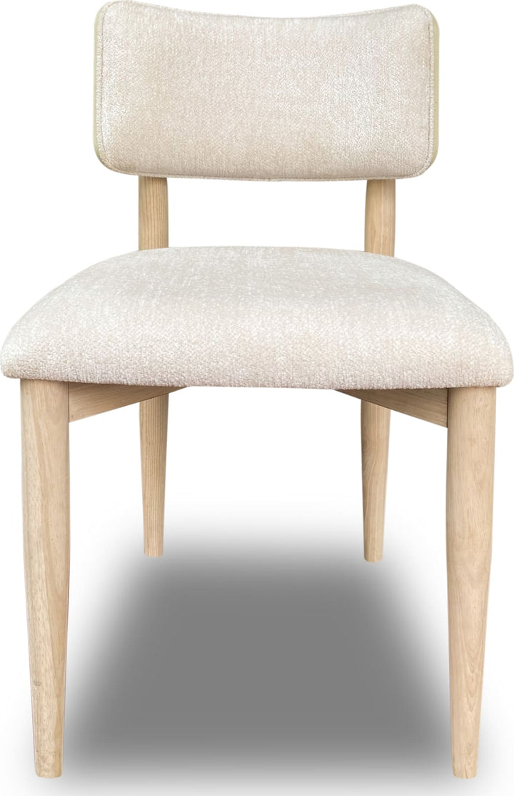 Zinnia Wood Back Dining Chair in White Sand and Dune Chenille – view 3
