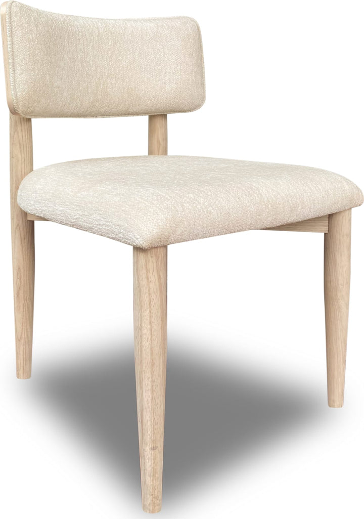 Zinnia Wood Back Dining Chair in White Sand and Dune Chenille – view 4