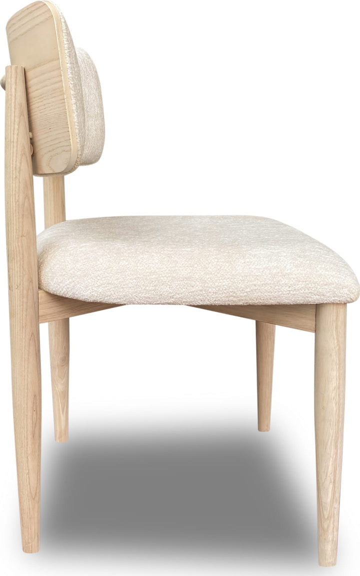 Zinnia Wood Back Dining Chair in White Sand and Dune Chenille – view 5