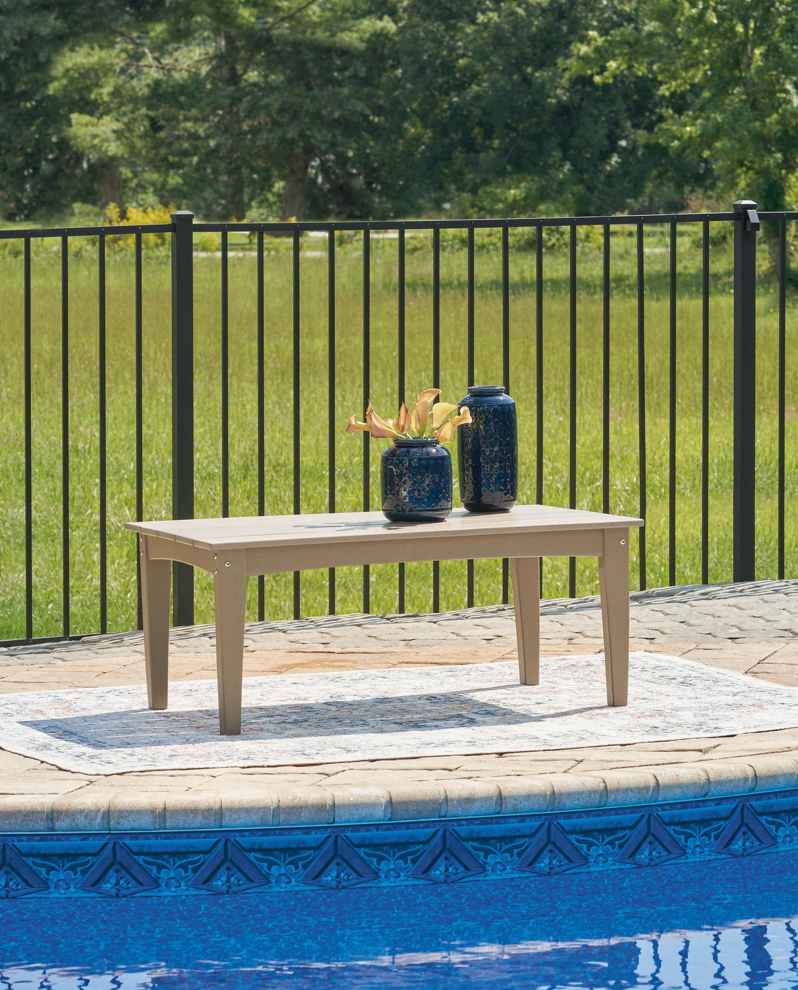 Hyland Wave Outdoor Coffee Table - Dark Brown (2)