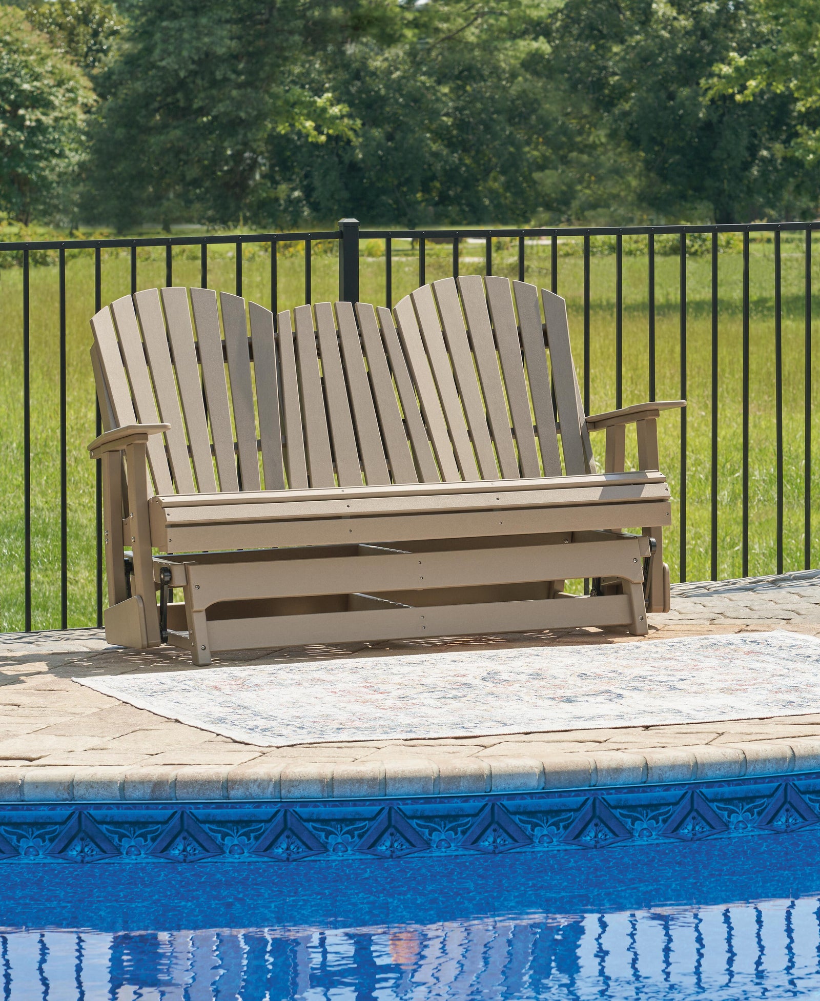 Hyland Wave Outdoor Glider Loveseat - Dark Brown (2)