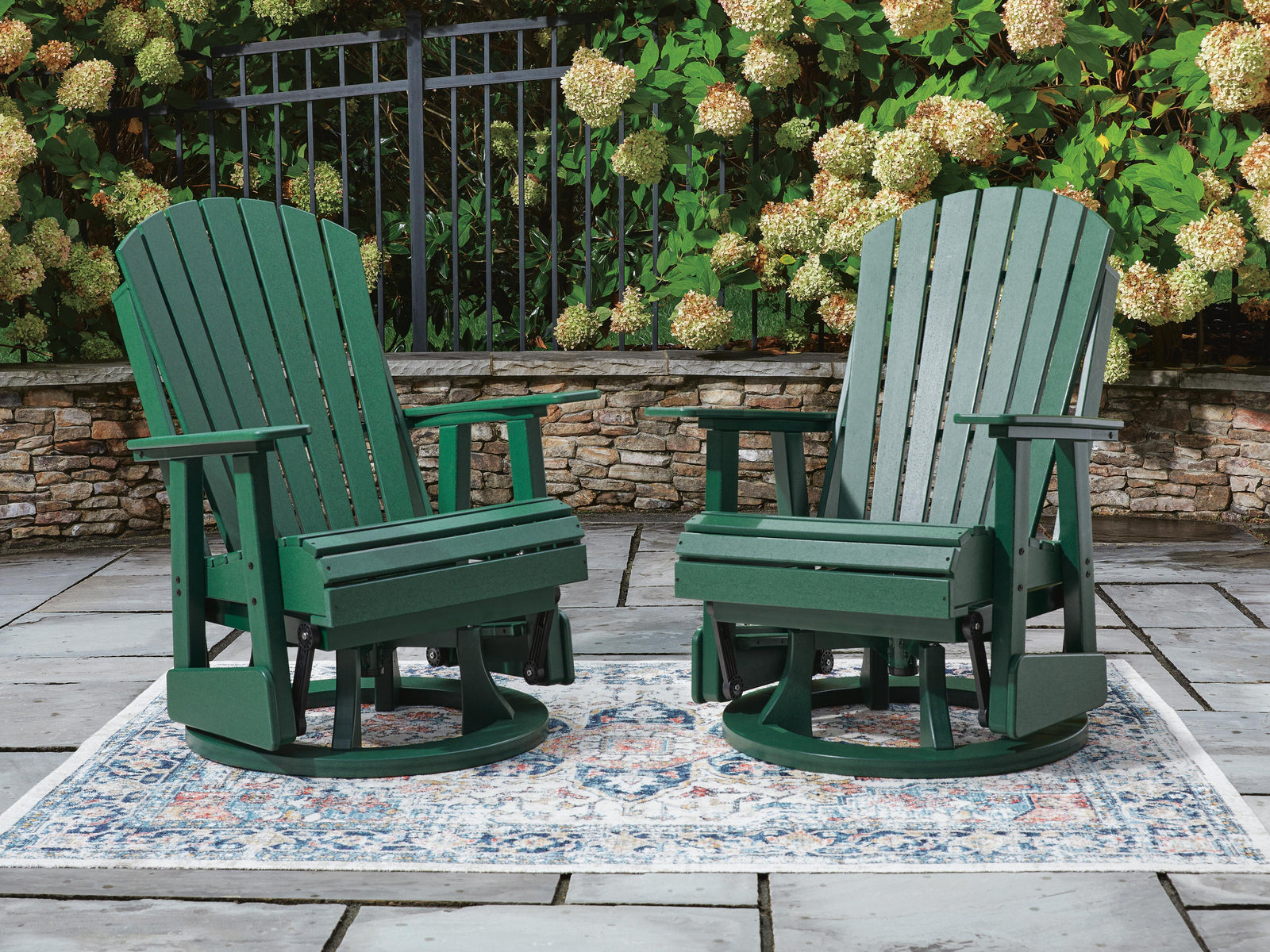 Shell Beach Outdoor Swivel Glider Chair - Green (2)