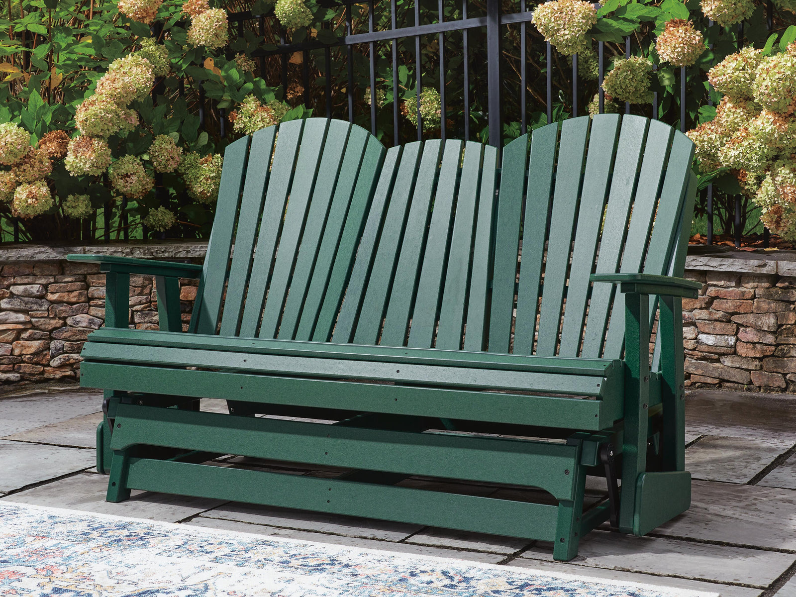 Shell Beach Outdoor Loveseat Glider - Green (2)