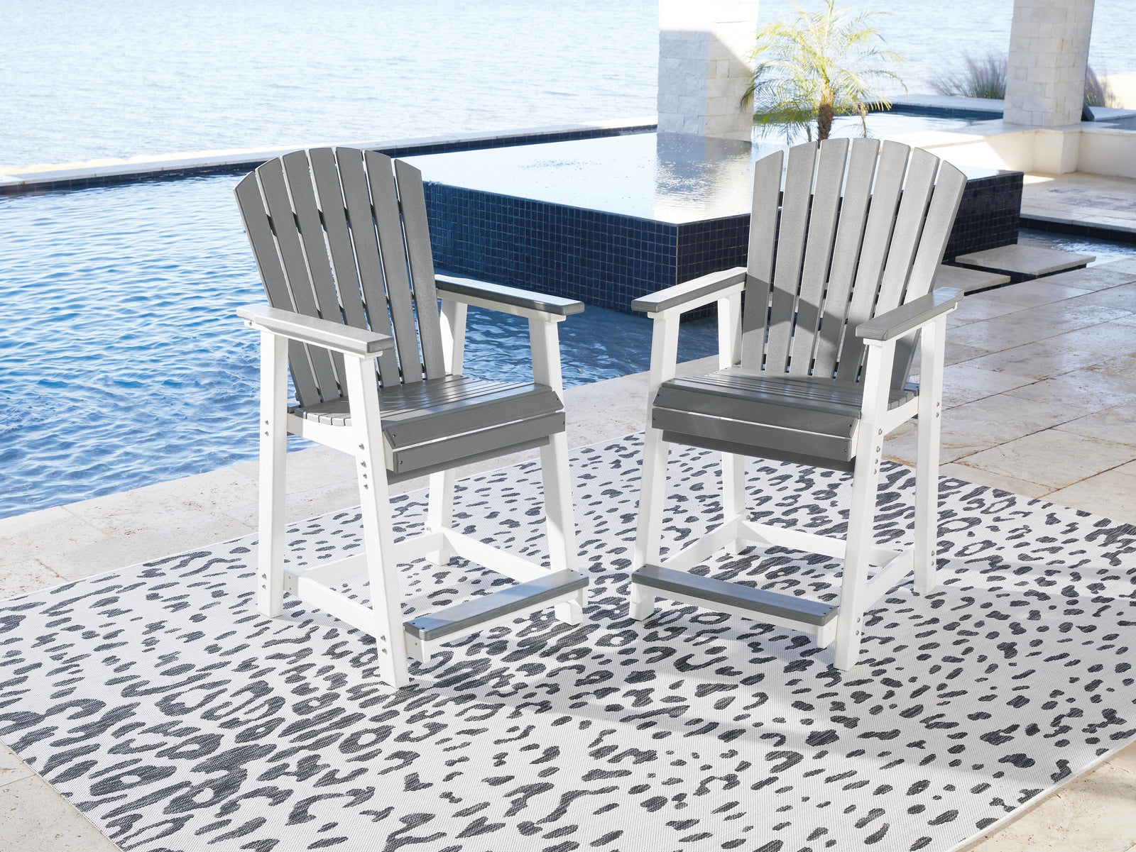 Transville Outdoor Counter Height Bar Stool (Set of 2) - Dark Gray (2)