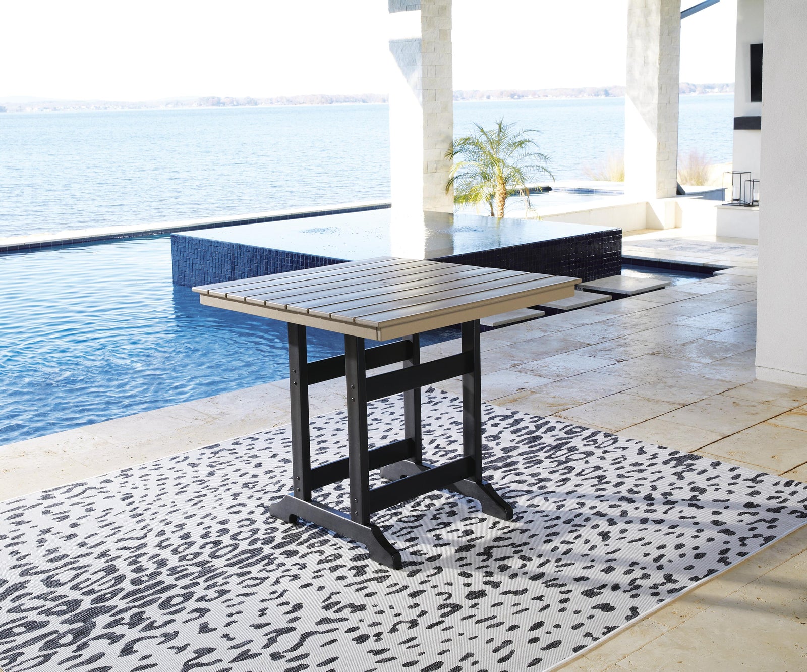 Fairen Trail Outdoor Counter Height Dining Table - Black (2)
