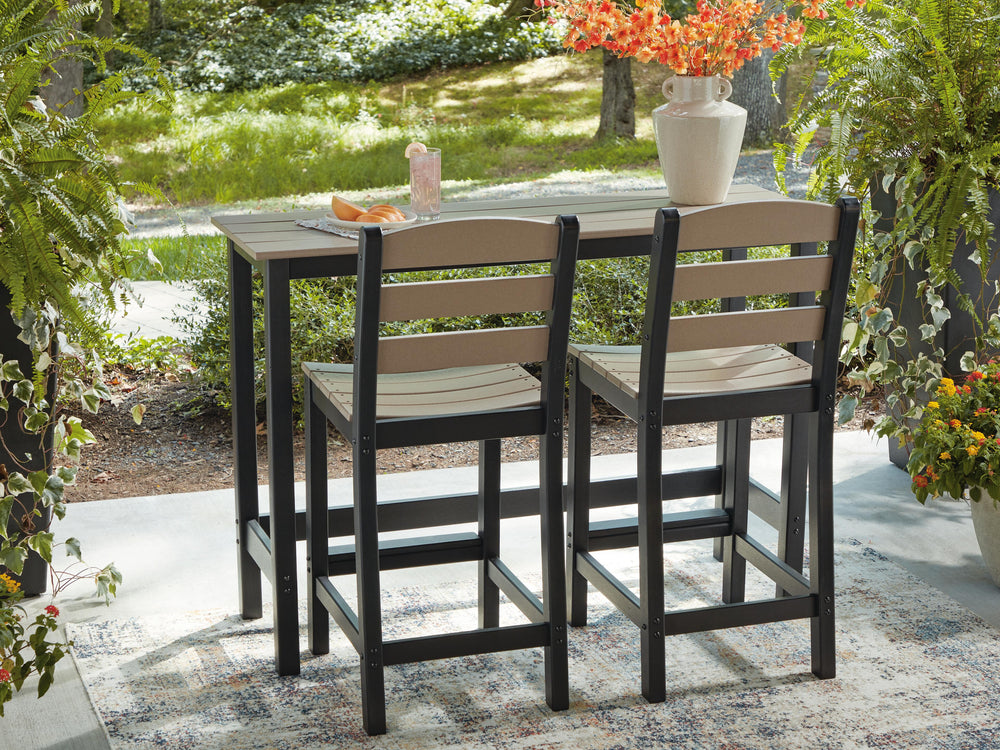 Shoreline Beach Outdoor Counter Table and 2 Barstools - Beige (7)