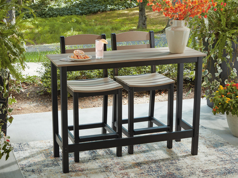 Shoreline Beach Outdoor Counter Table and 2 Barstools - Beige (8)